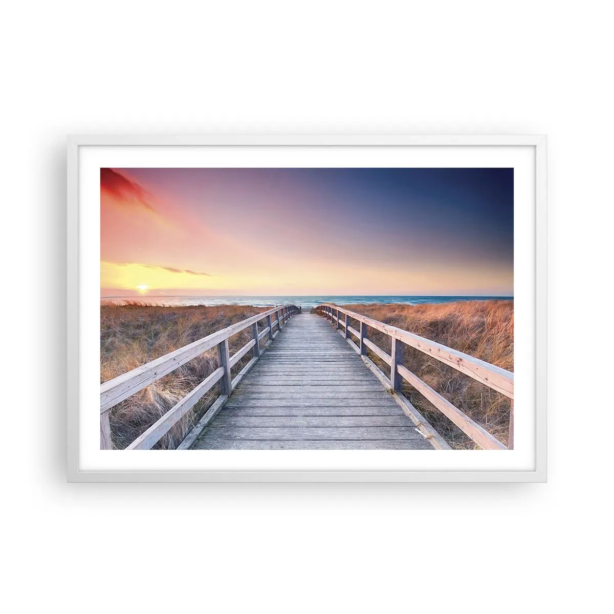 Affiche dans un cadre blanc - Poster - Aurore baltique du soir - 70x50 cm