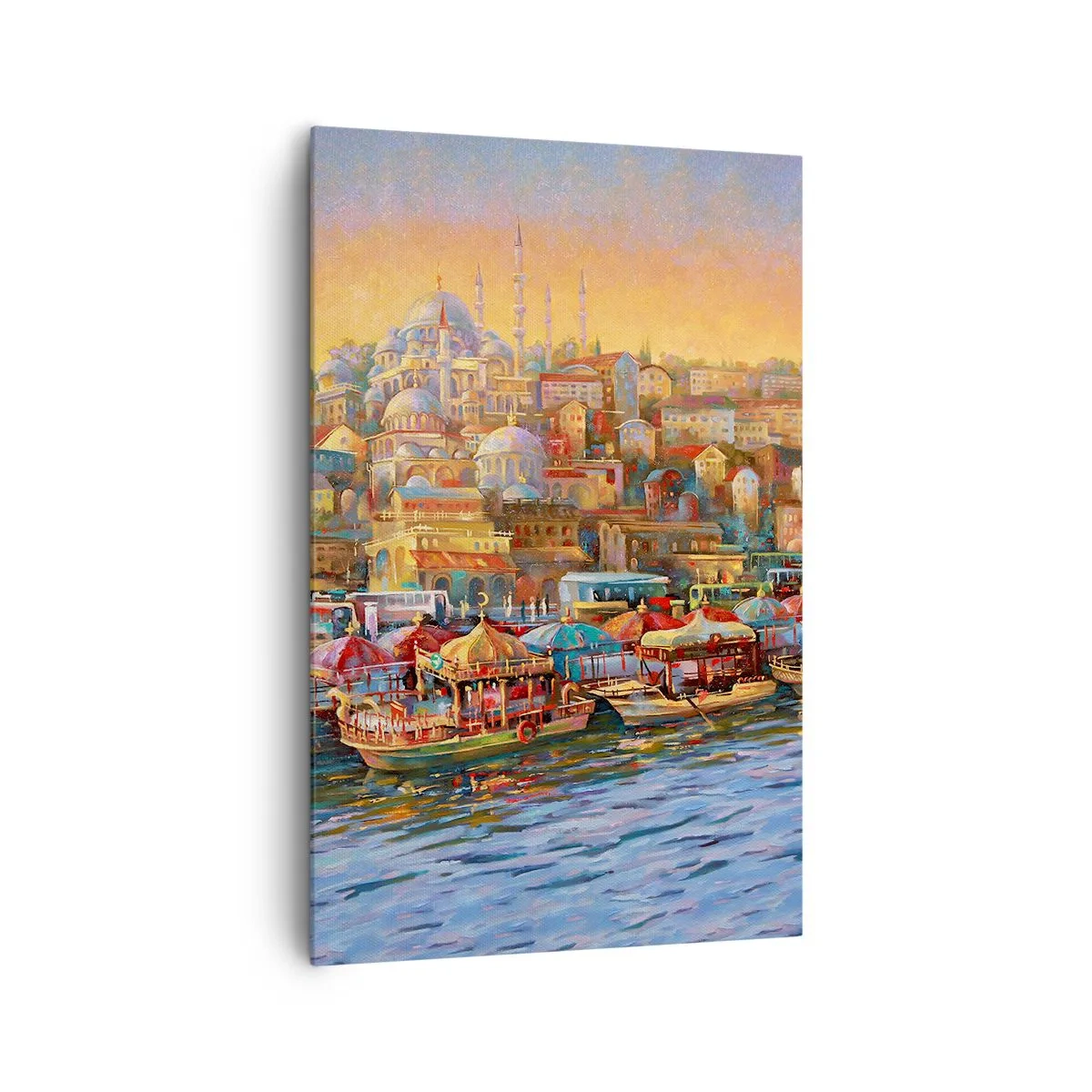 Impression sur toile - Image sur toile - Panorama pittoresque d'Istanbul avec vue sur la baie et la ville - 80x120cm - Conte d'Istanbul - Décoration murale moderne pour le salon et la chambre ARTTOR