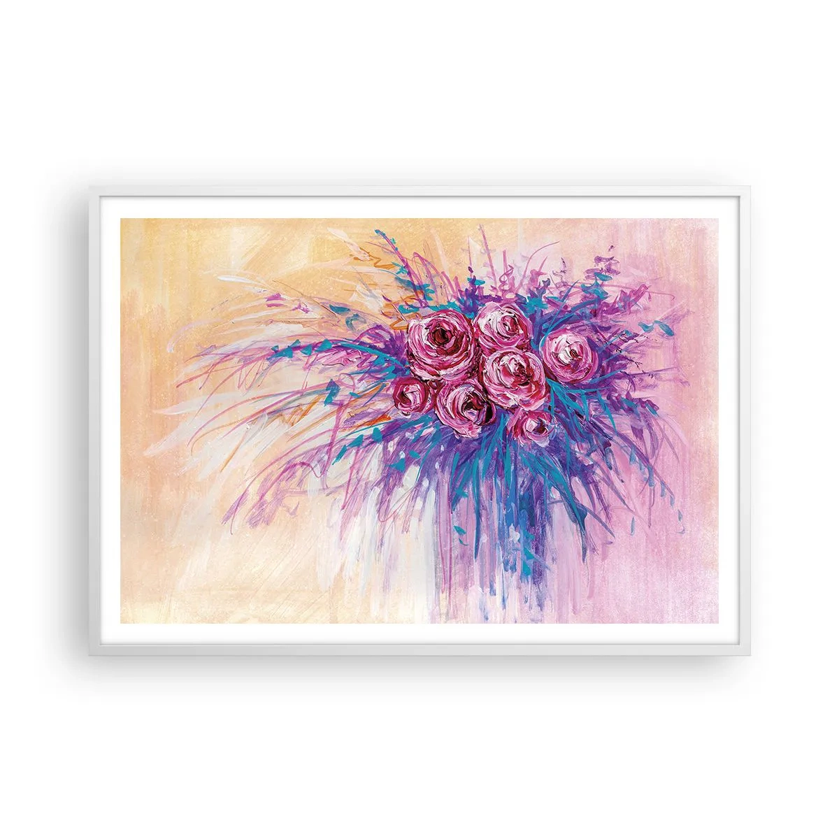 Affiche dans un cadre blanc - Poster - Fontaine aux roses - 100x70 cm