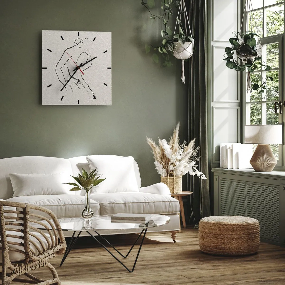 Horloge murale - Pendule murale - Croquis intime - 30x30 cm