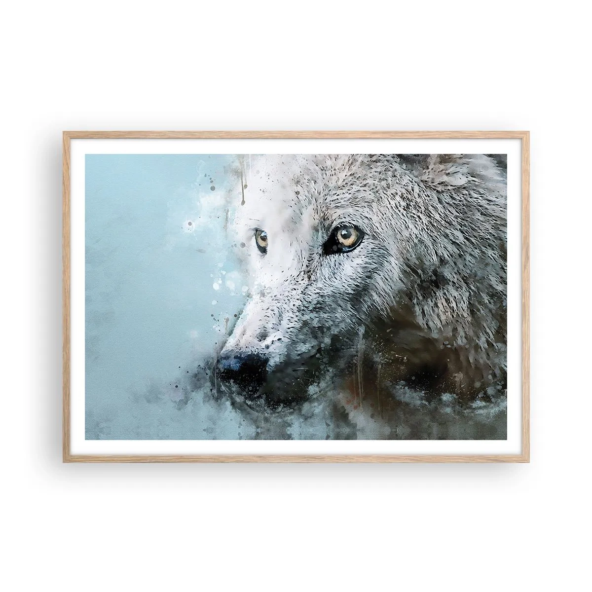 Affiche dans un chêne clair - Poster - Rencontrez l'âme du loup - 100x70 cm
