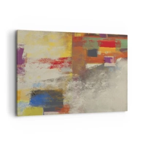 Impression sur toile - Image sur toile - Abstraction colorée avec des formes géométriques - 100x70cm - Géométrie des couleurs - Décoration murale moderne pour le salon et la chambre ARTTOR