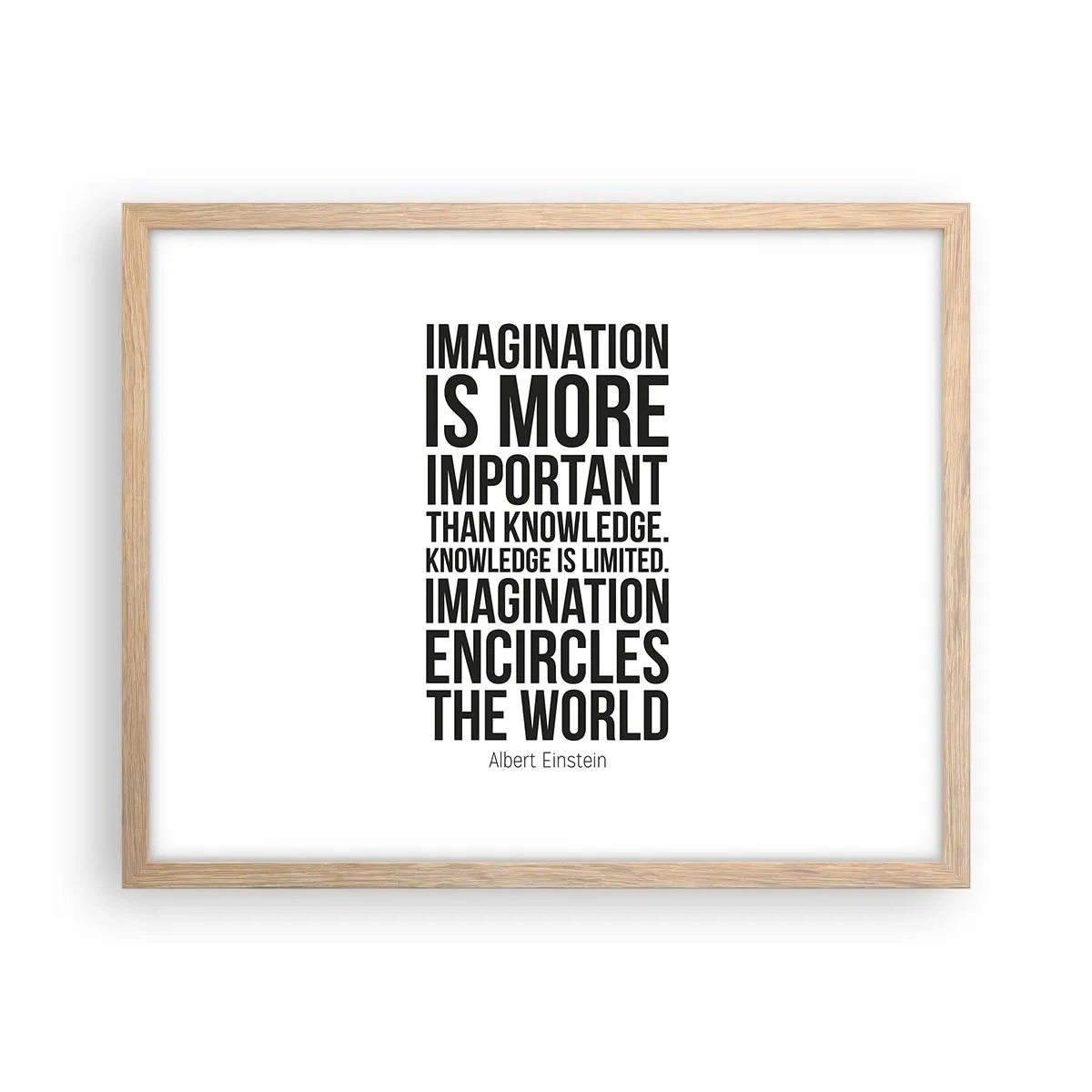 Affiche dans un chêne clair - Poster - Einstein sur le pouvoir de l'imagination - 50x40 cm