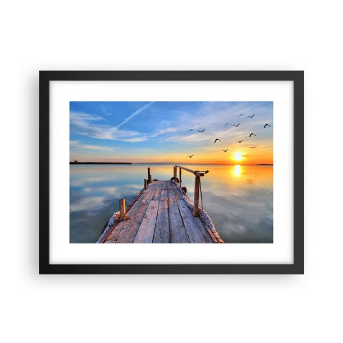 Affiche dans un cadre noir - Poster - Marcher droit vers le soleil - 40x30 cm