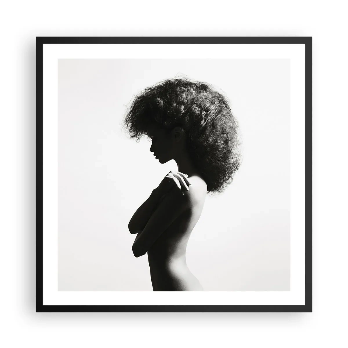 Affiche dans un cadre noir - Poster - Comme une fleur au bout d'une fine tige - 60x60 cm