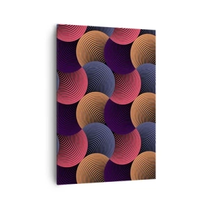 Impression sur toile - Image sur toile - Cercles géométriques dans des tons de rose, violet et or - 70x100cm - Dans un rythme circulaire - Décoration murale moderne pour le salon et la chambre ARTTOR