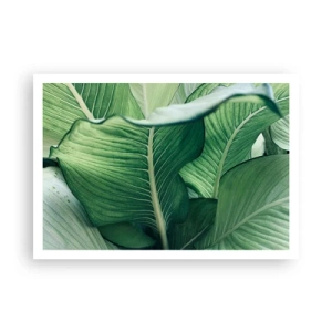 Affiche - Poster - Feuilles vertes avec des détails et une structure expressifs - 100x70cm - Une vie intensément verte - Décoration murale moderne pour le salon et la chambre ARTTOR