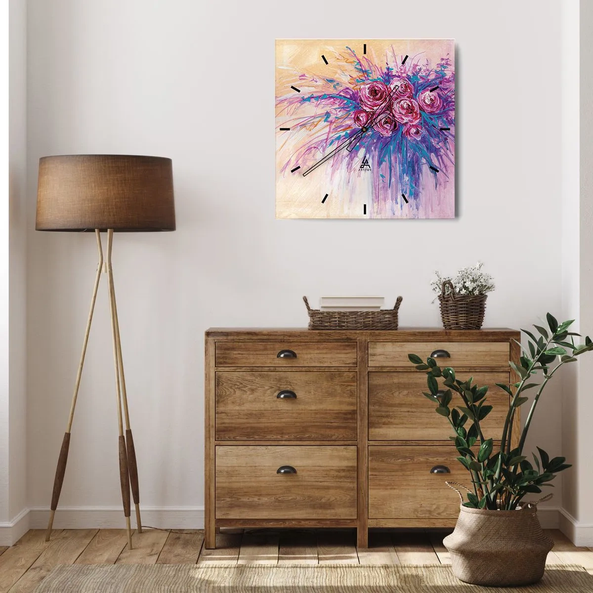 Horloge murale - Pendule murale - Fontaine aux roses - 40x40 cm