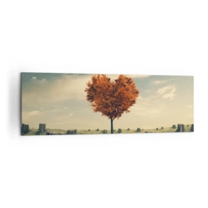 Impression sur toile - Image sur toile - Un arbre en forme de cœur dans un champ de souches, symbole d'espoir - 160x50cm - Il y a toujours de l'espoir - Décoration murale moderne pour le salon et la chambre ARTTOR