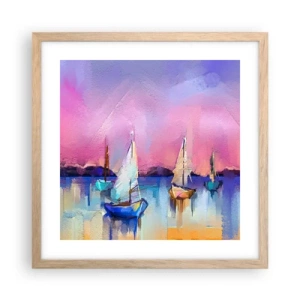 Affiche dans un chêne clair - Poster - Direction: les eaux larges - 40x40 cm