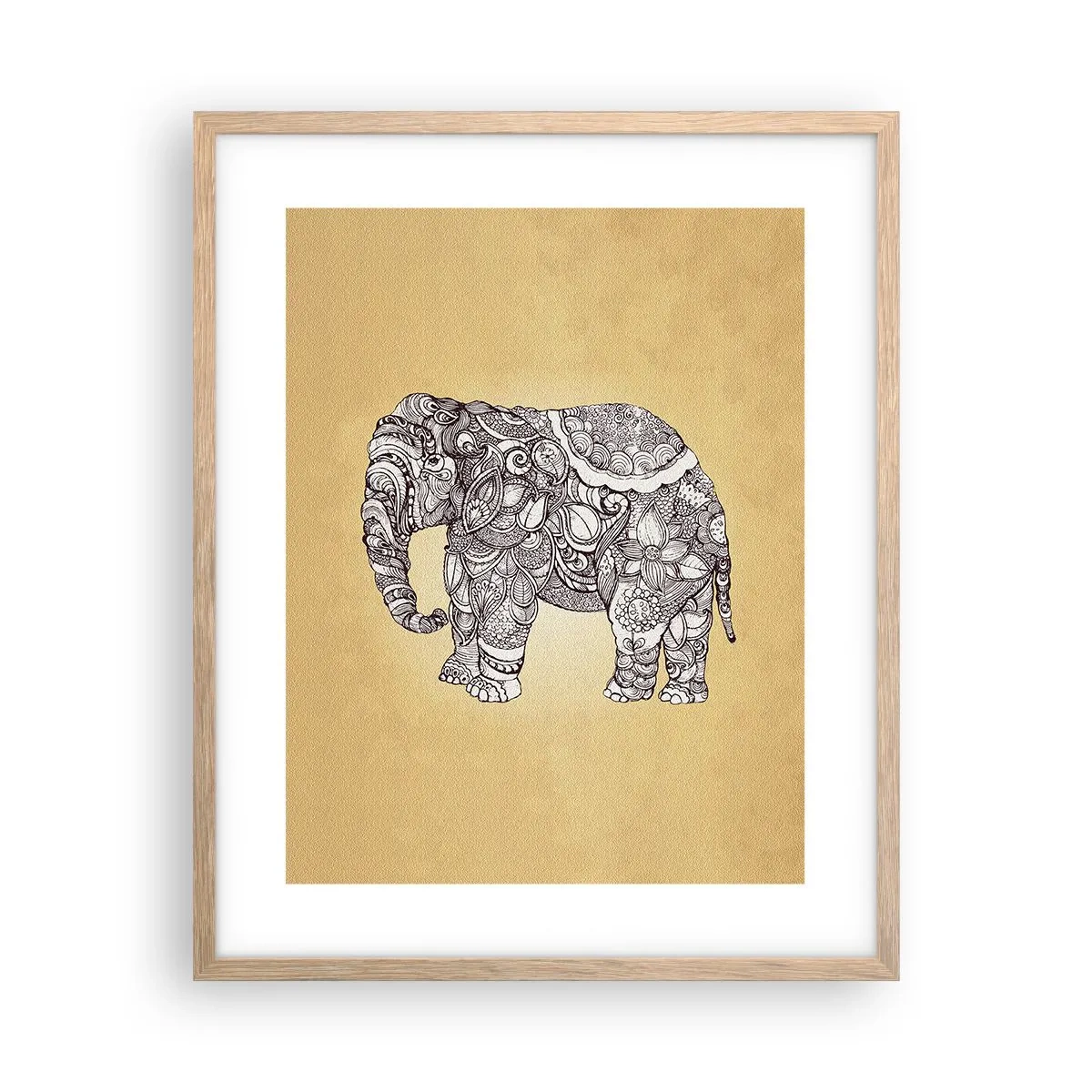Affiche dans un chêne clair - Poster - L'éléphant s'est apprêté - 40x50 cm