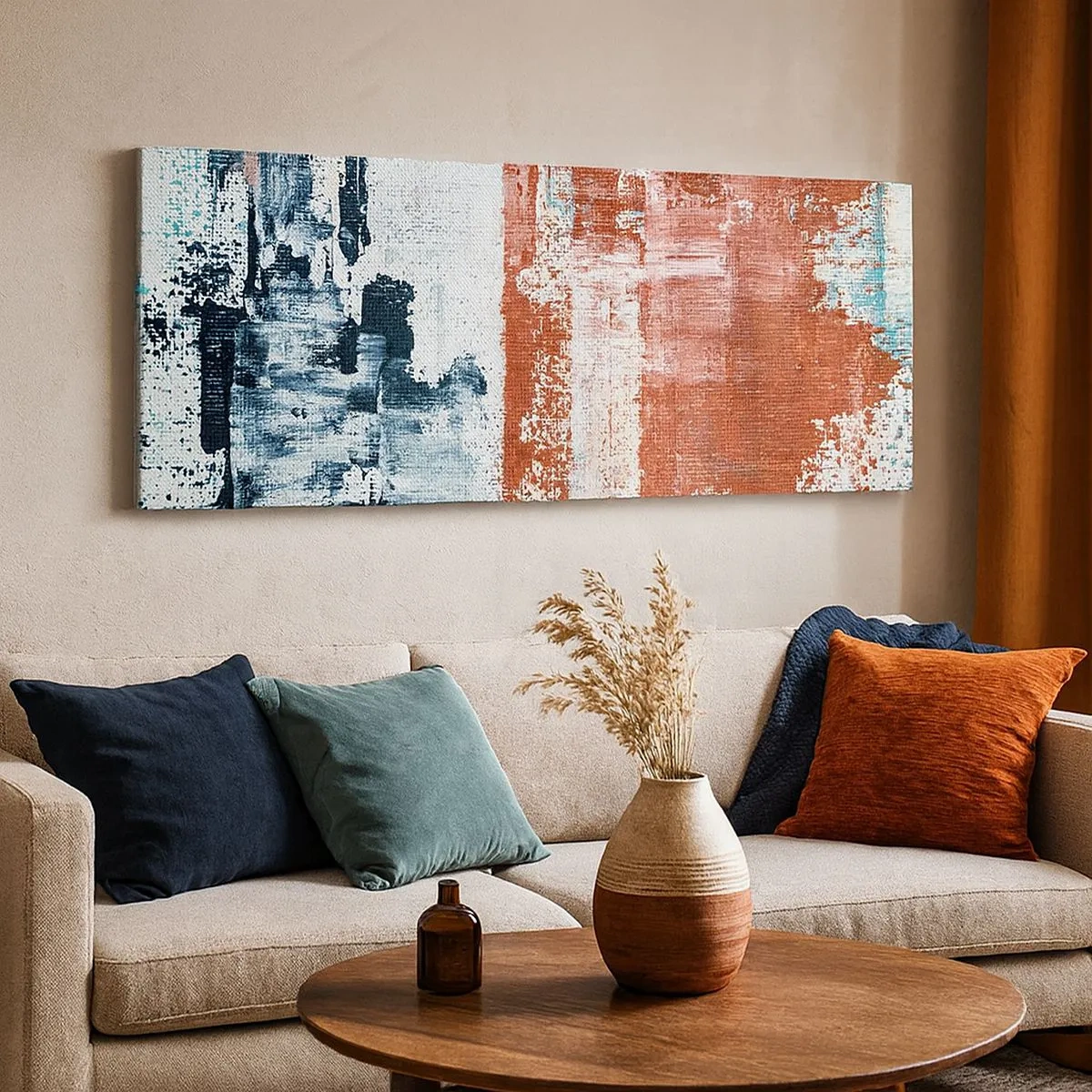 Impression sur toile - Image sur toile - Moitié-moitié abstrait - 100x40 cm