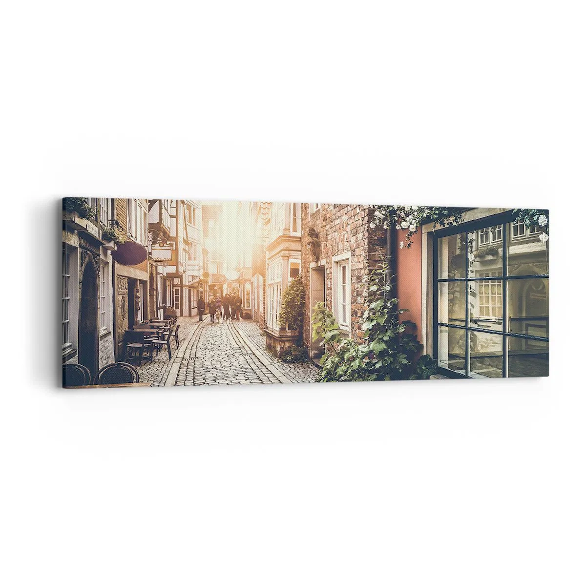 Impression sur toile - Image sur toile - Allée de roses en lueur rose - 90x30 cm