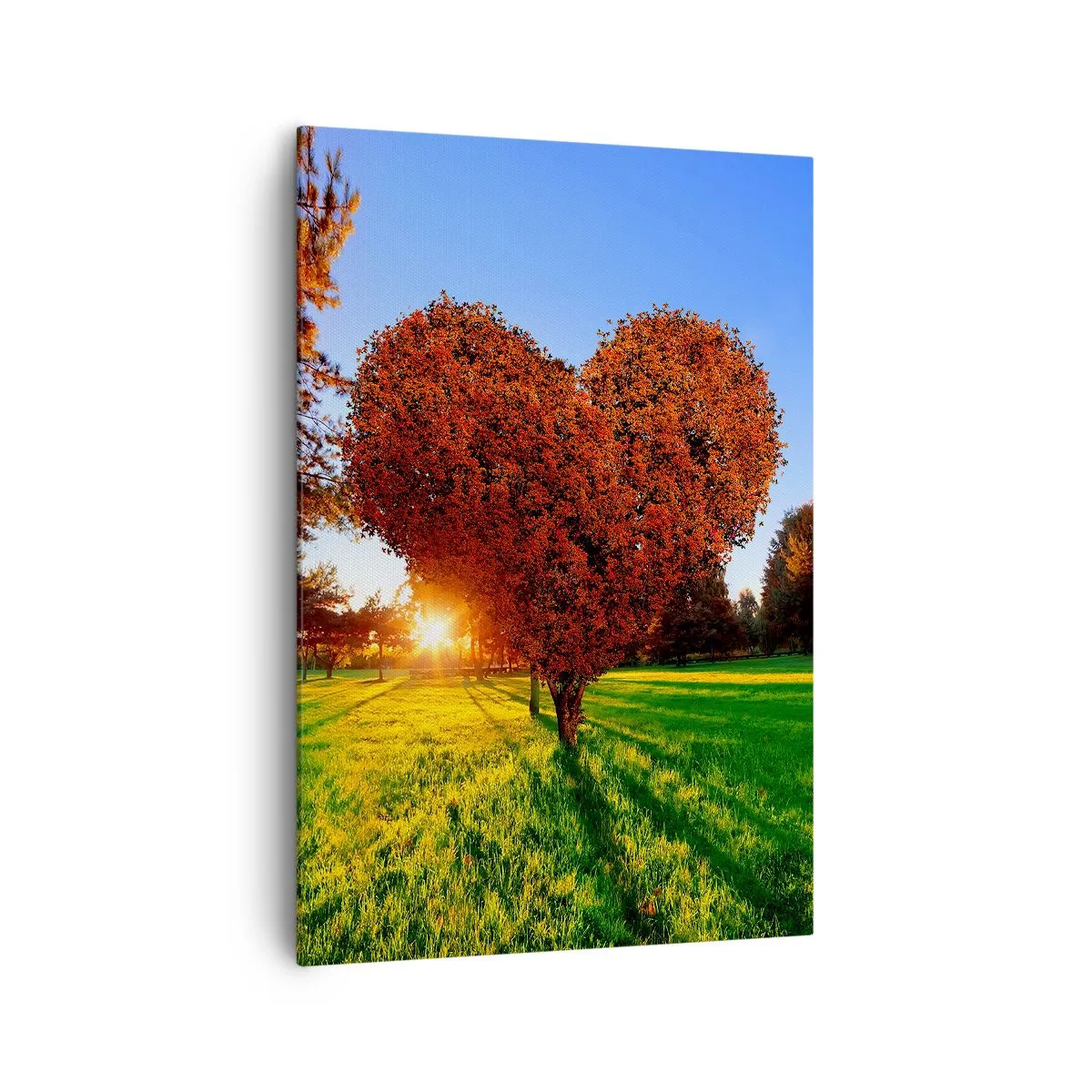 Impression sur toile - Image sur toile - Un arbre en forme de cœur dans un paysage d'automne - 70x100cm - Et comment ne pas aimer tomber - Décoration murale moderne pour le salon et la chambre ARTTOR