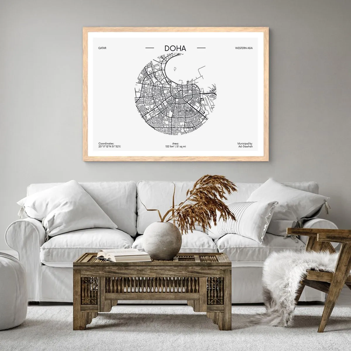 Affiche dans un chêne clair - Poster - Anatomie de Doha - 100x70 cm