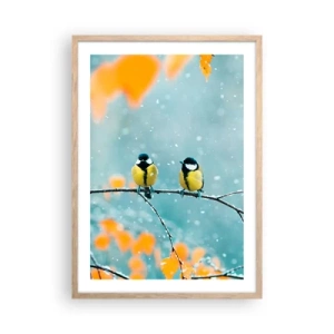 Affiche dans un chêne clair - Poster - Potins d'oiseaux - 50x70 cm