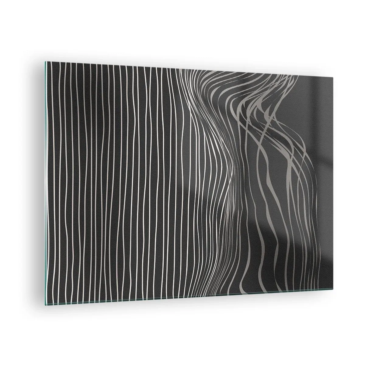 Impression sur verre - Image sur verre - Lignes délicates dans un arrangement abstrait sur un fond sombre - 70x50cm - Rythme et accent - Décoration murale moderne pour le salon et la chambre ARTTOR