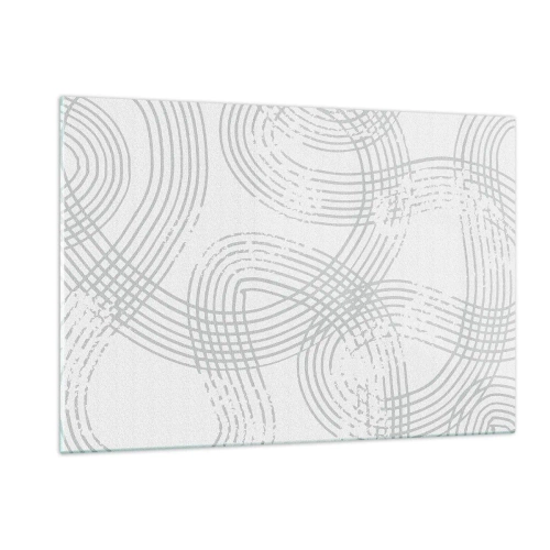 Impression sur verre - Image sur verre - Lignes courbes abstraites dans des tons de gris sur blanc - 120x80cm - Il n'y a pas de chemin droit - Décoration murale moderne pour le salon et la chambre ARTTOR