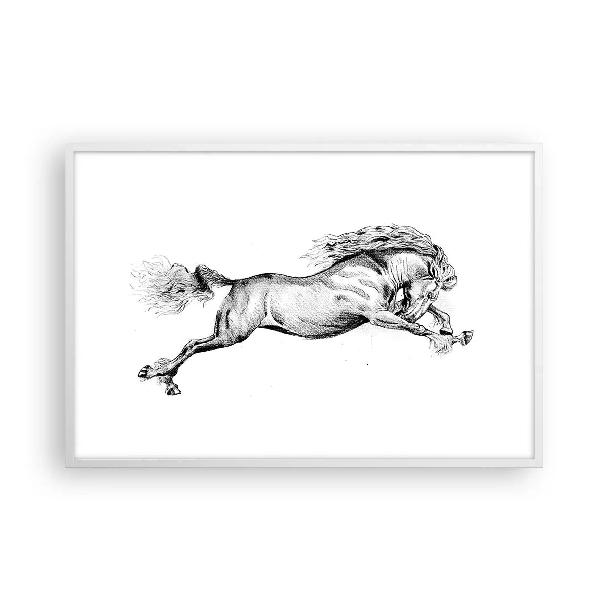 Affiche dans un cadre blanc - Poster - Immortalisé au galop - 91x61 cm