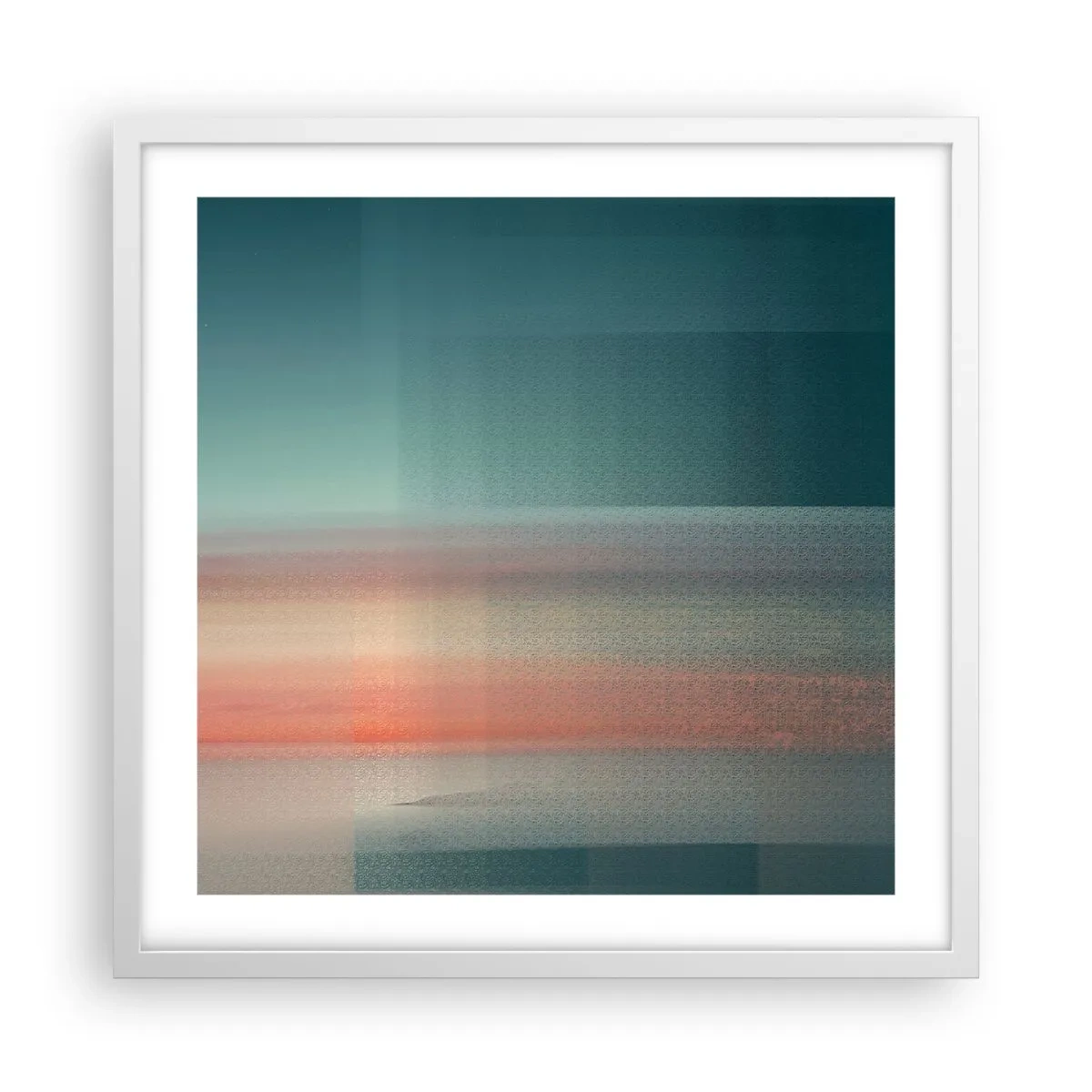 Affiche dans un cadre blanc - Poster - Résumé : vagues de lumière - 50x50 cm