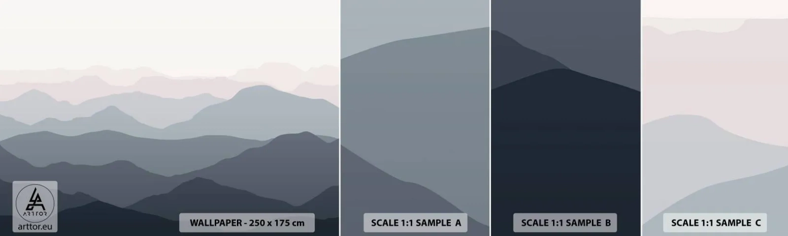 Échantillon De Papier Peint Standard Eco - Vagues de montagnes - Abstraction, Graphique, Montagnes - 100x30 cm