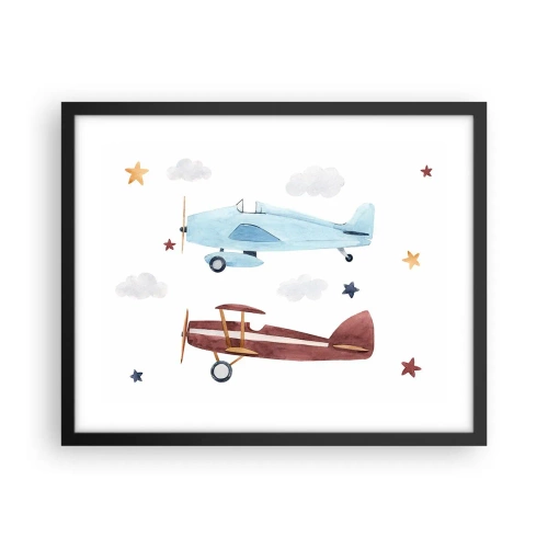 Affiche dans un cadre noir - Poster - Monsieur le pilote, nous vous attendons ! - 50x40 cm