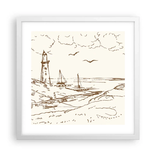 Affiche dans un cadre blanc - Poster - Esquisse de souvenirs d'été - 40x40 cm