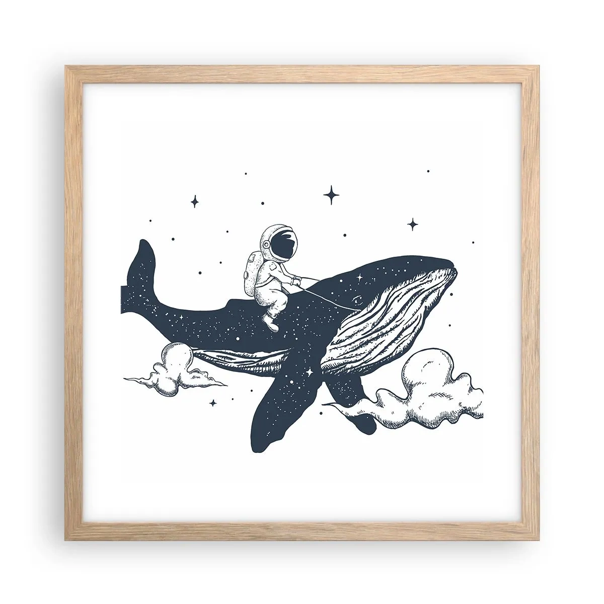 Affiche dans un chêne clair - Poster - Aventure spatiale - 40x40 cm