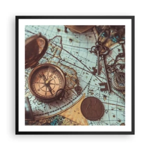 Affiche dans un cadre noir - Poster - Pour ceux qui recherche l'aventure - 60x60 cm