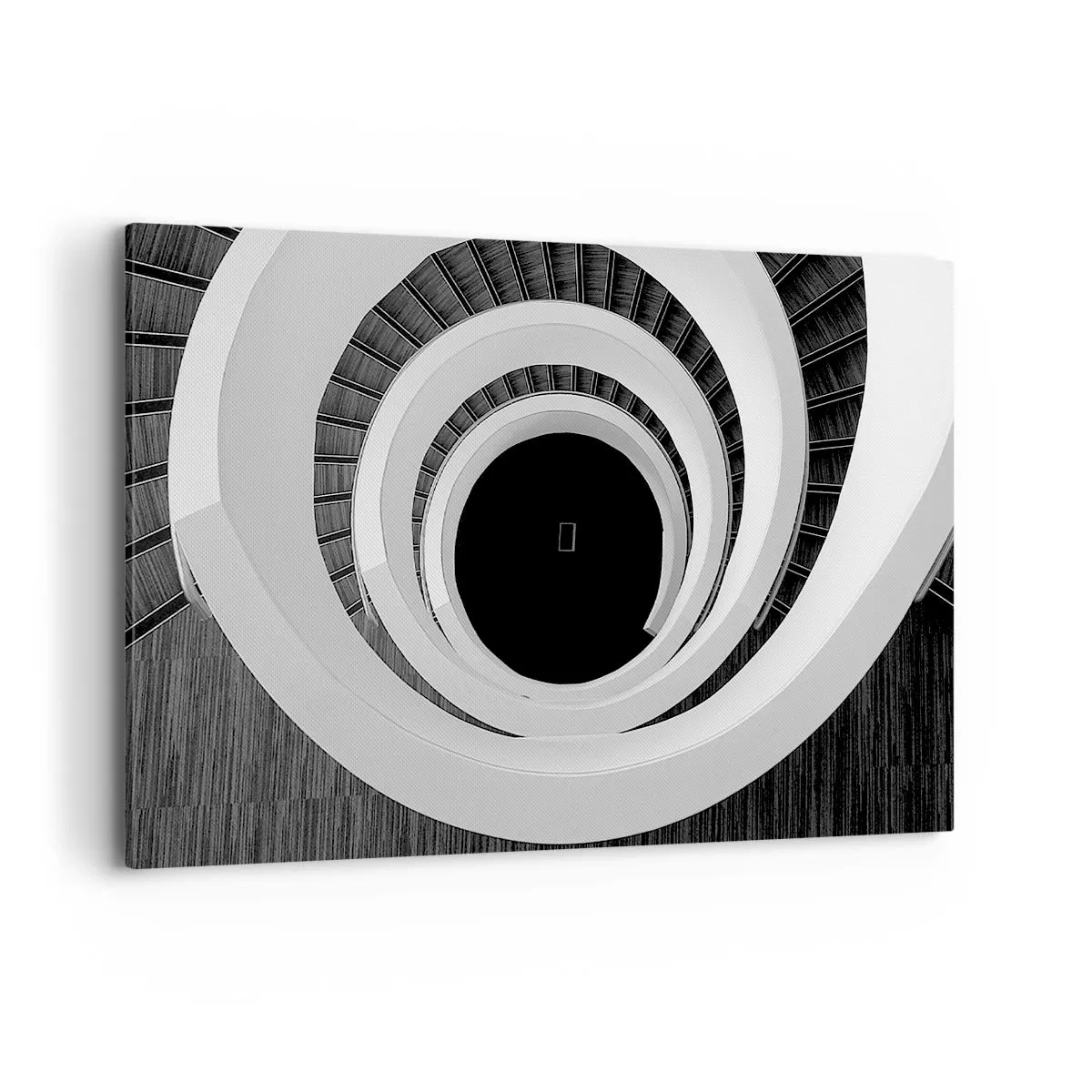 Impression sur toile - Image sur toile - Escalier en colimaçon noir et blanc de style moderne - 120x80cm - Les choses concrêtes - Décoration murale moderne pour le salon et la chambre ARTTOR
