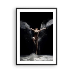 Affiche dans un cadre noir - Poster - Une danseuse dans un nuage de poussière sur fond noir - 50x70cm - Les elfes existent - Décoration murale moderne pour le salon et la chambre ARTTOR
