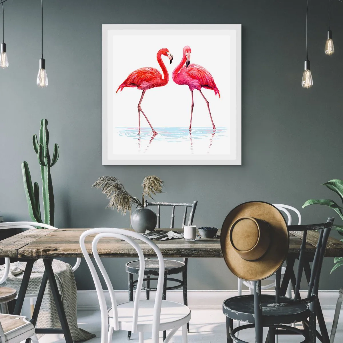 Affiche dans un cadre blanc - Poster - Rendez-vous rose - 50x50 cm