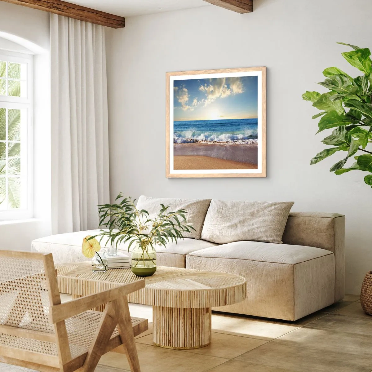 Affiche dans un chêne clair - Poster - Mouvement et immobilité à la fois - 40x40 cm