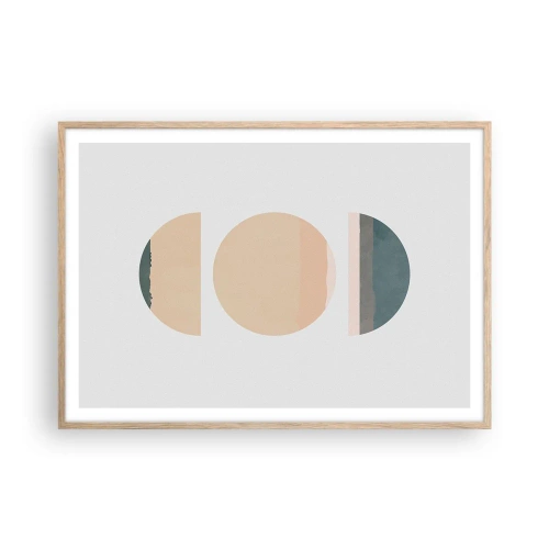 Affiche dans un chêne clair - Poster - Cercles après cercles - 100x70 cm