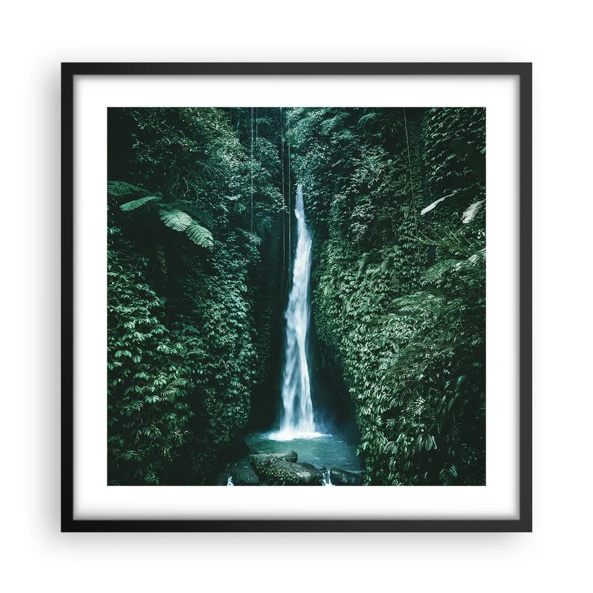 Affiche dans un cadre noir - Poster - Fontaine tropicale - 50x50 cm