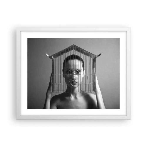 Affiche dans un cadre blanc - Poster - Portrait un peu surréaliste - 50x40 cm