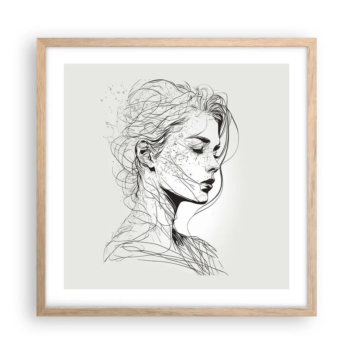 Affiche dans un chêne clair - Poster - Portrait en pensée - 50x50 cm