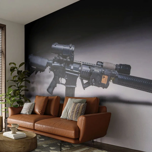 Papier Peint Photo Premium Canvas - Chevalier ténébreux - Militaire, Fusil, Arme - 400x280 cm