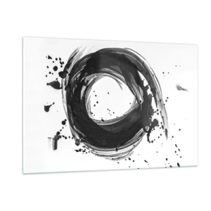 Impression sur verre - Image sur verre - Une composition minimaliste sous la forme d'un pinceau noir sur blanc - 120x80cm - Le tourbillon de la création - Décoration murale moderne pour le salon et la chambre ARTTOR