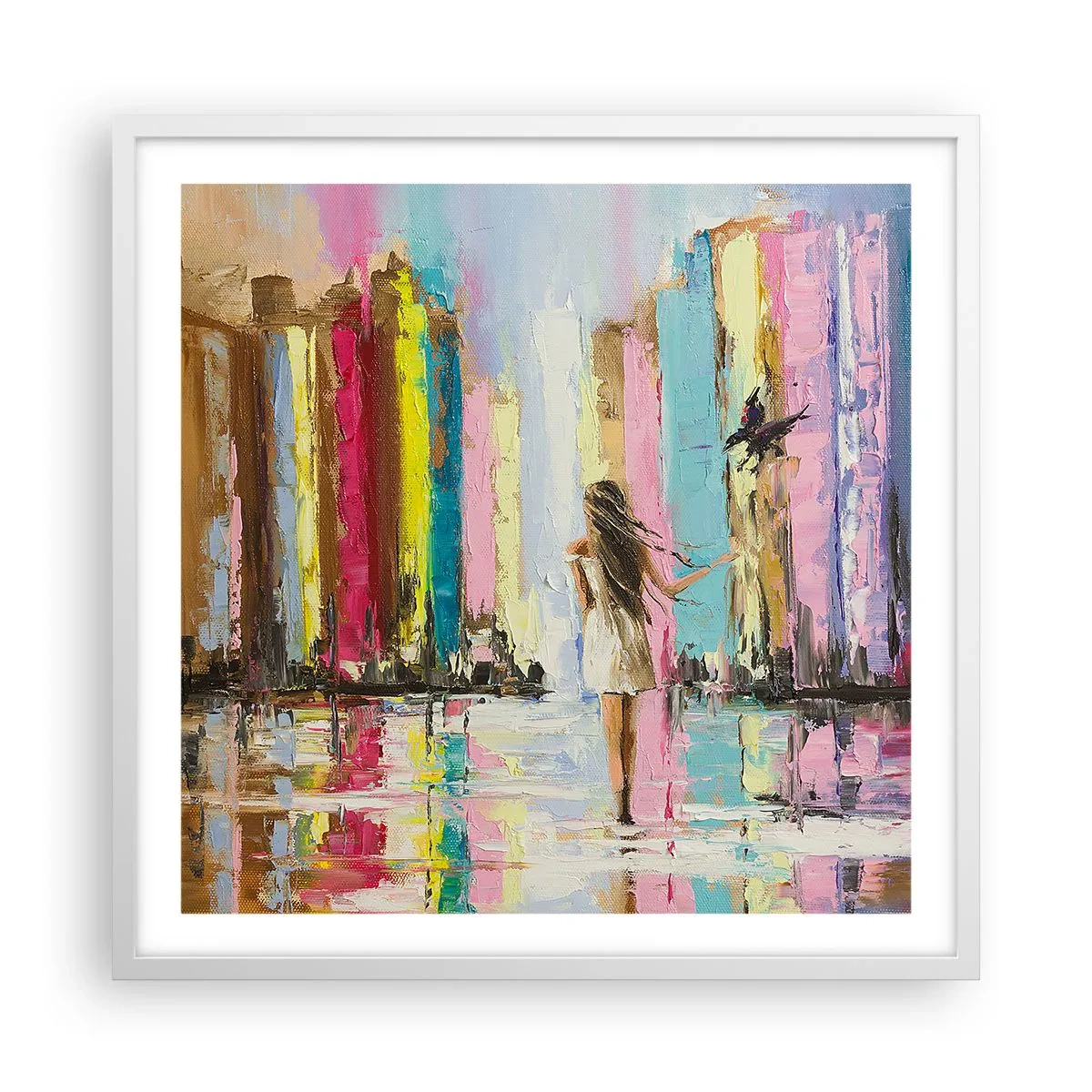 Affiche dans un cadre blanc - Poster - Viens avec moi - 60x60 cm