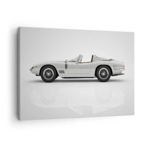 Impression sur toile - Image sur toile - Cabriolet blanc classique sur fond clair - 70x50cm - Promesse de plaisir - Décoration murale moderne pour le salon et la chambre ARTTOR