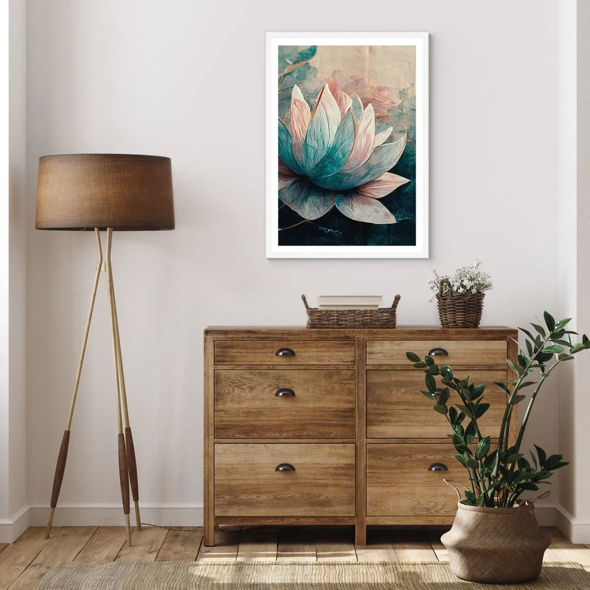 Affiche dans un cadre blanc - Poster - Les étoiles du lac - 70x100 cm