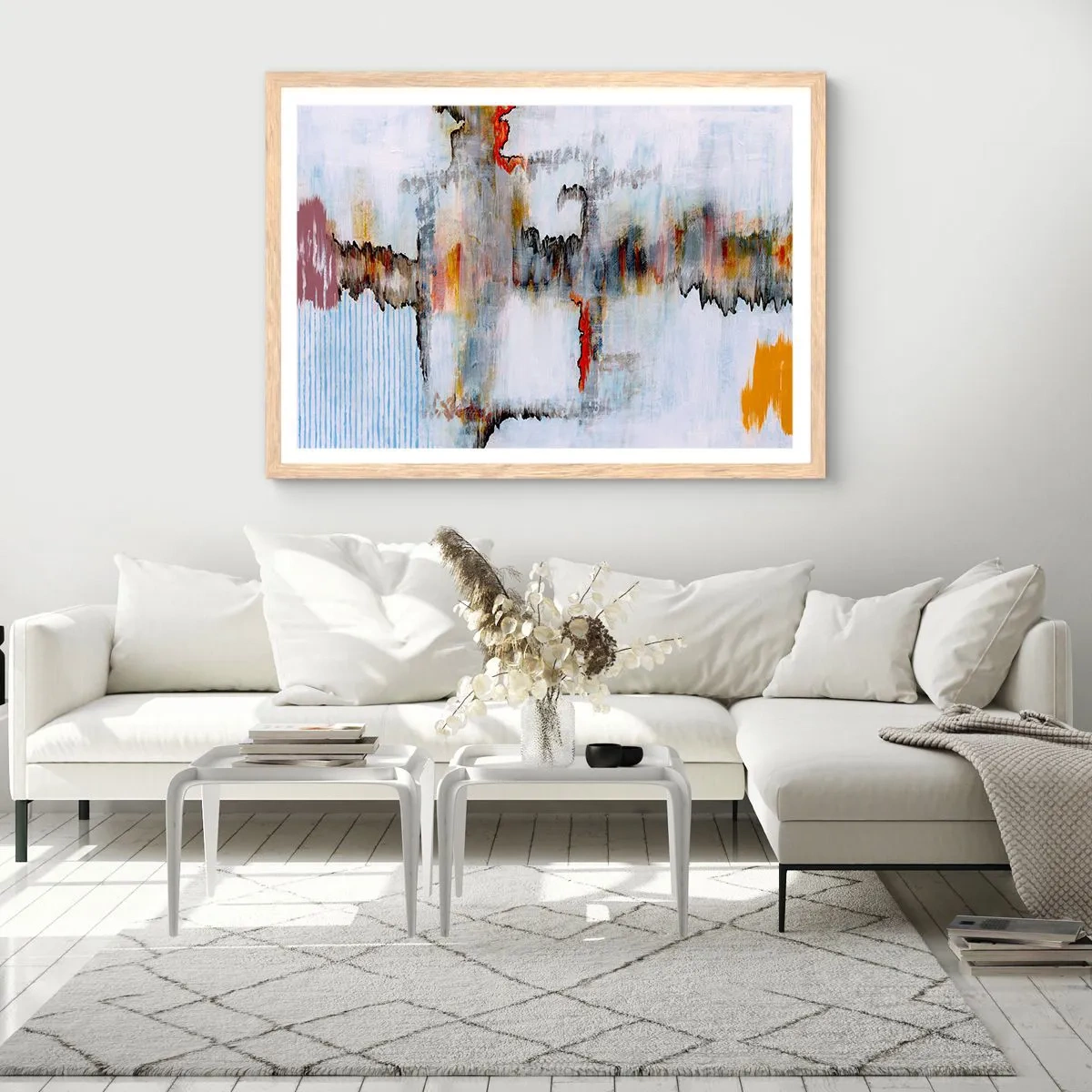 Affiche dans un chêne clair - Poster - Un bâton sur l'eau - 70x50 cm