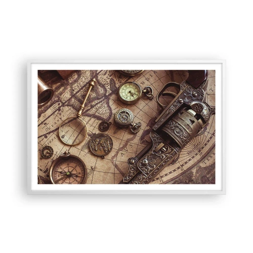 Affiche dans un cadre blanc - Poster - L'aventure appelle - 91x61 cm