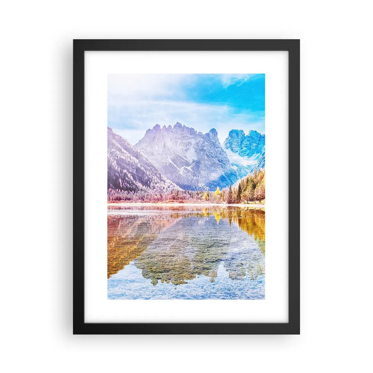 Affiche dans un cadre noir - Poster - C'est déjà le printemps à la montagne - 30x40 cm