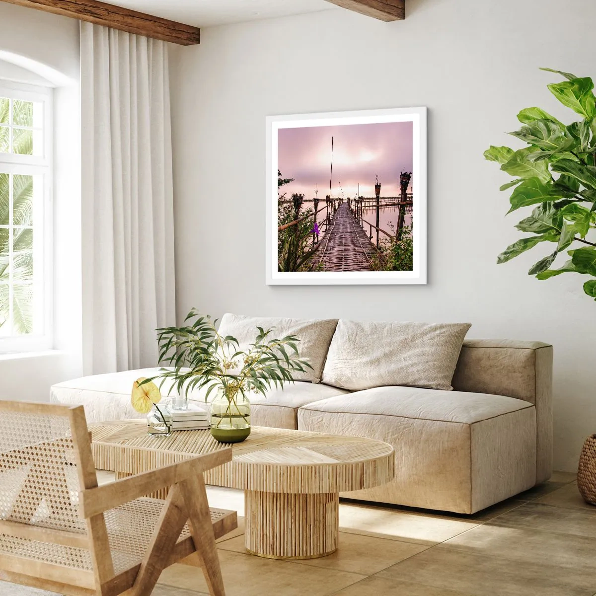 Affiche dans un cadre blanc - Poster - Le silence et le calme d'Asie - 30x30 cm