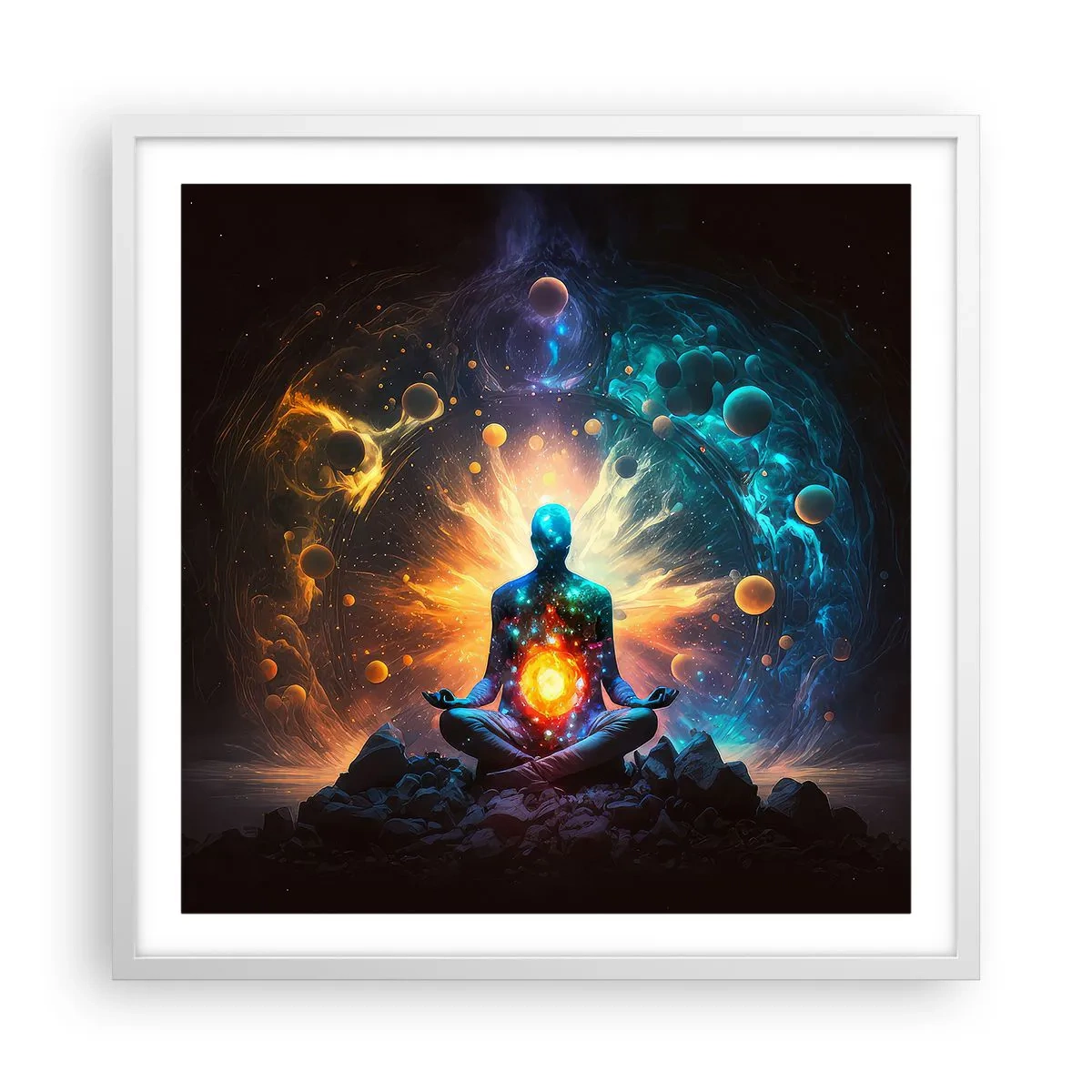 Affiche dans un cadre blanc - Poster - Paix cosmique - 60x60 cm