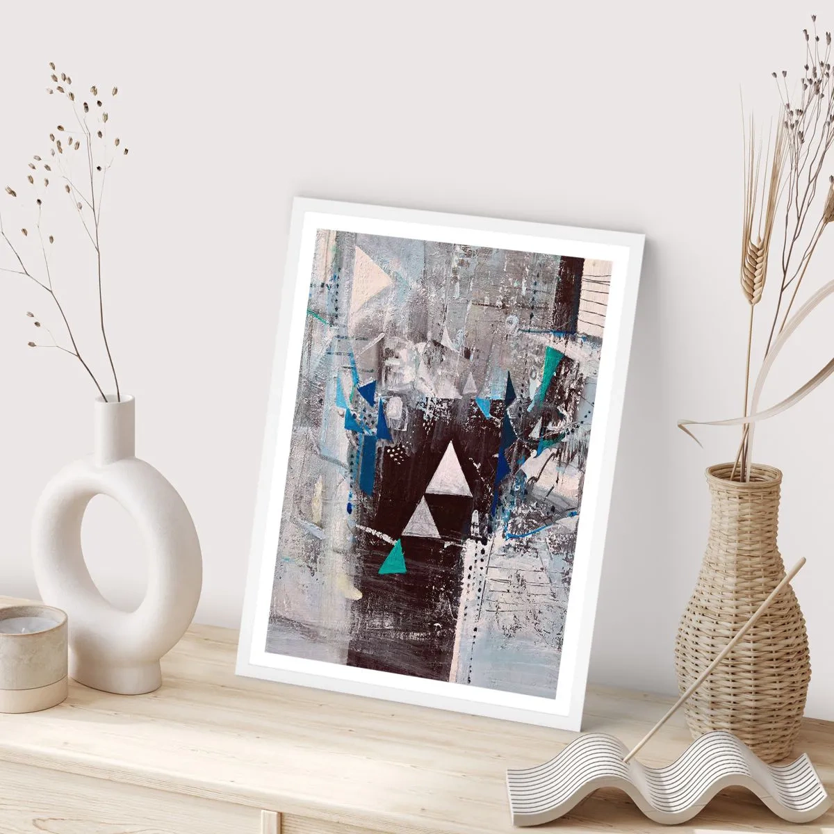 Affiche dans un cadre blanc - Poster - Ordre prioritaire des triangles - 30x40 cm