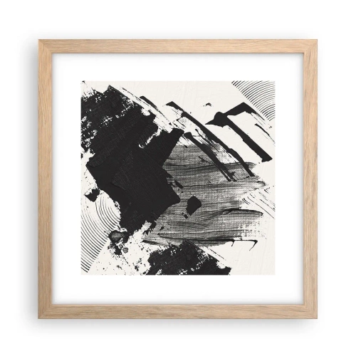 Affiche dans un chêne clair - Poster - Abstraction – expression du noir - 30x30 cm