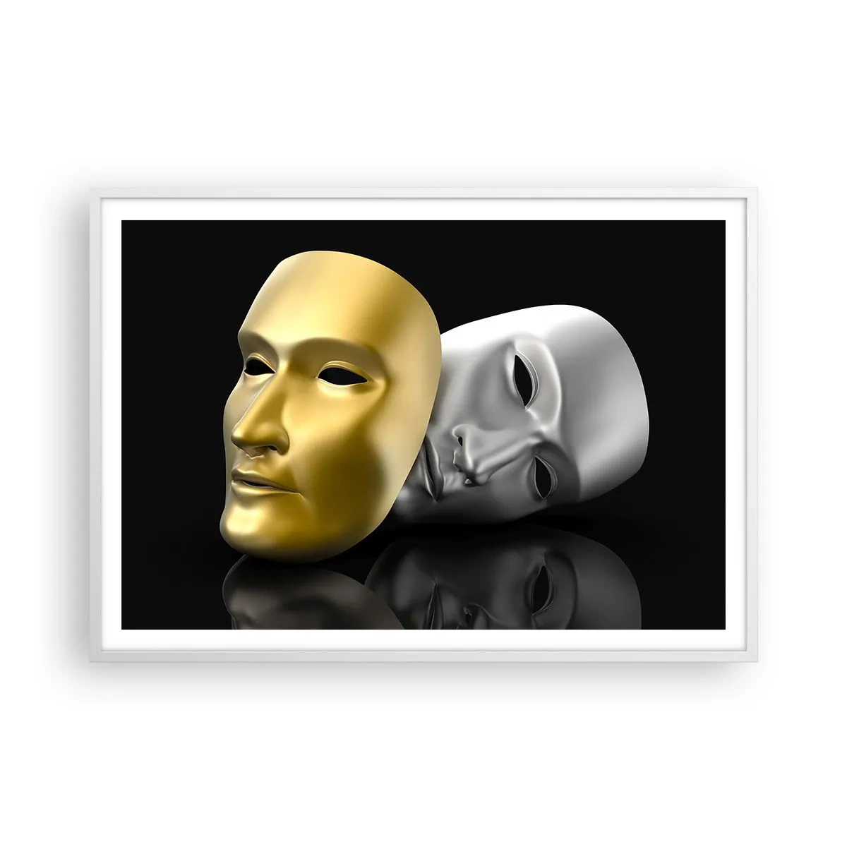 Affiche dans un cadre blanc - Poster - La vie est un théâtre - 100x70 cm